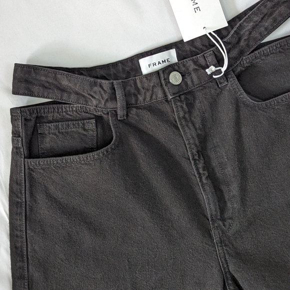 Frame Le High 'N' Tight Straight Cut Out High Rise Non Stretch Black 30 NWT - Picture 5 of 16